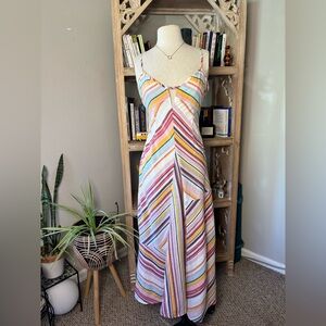 NWT Anthropologie Multicolor Striped Maxi Dress small petite